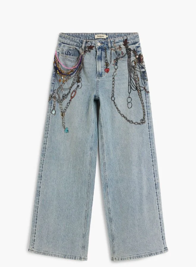 DESIGUAL Blue Jeans trousers chains for Women | Best Price UAE